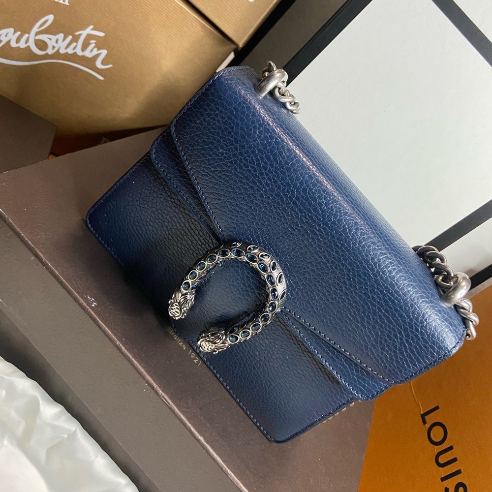 Gucci Navy Dionysus Leather Mini Chain Bag